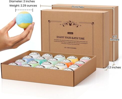 ZenBombs Bath Bombs Gift Set, 20 pcs Natural Shea Butter & Essential Oil Bath Bomb for Skin Moisturizing, Handmade Bubble Bath & Fizzy Spa, Ideal Gift for Women in Saudi Arabia