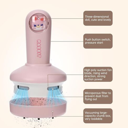 Mini Desktop Vacuum Cleaner Portable Cute Animal Shape USB Rechargeable Cordless Vacuum Cleaner 36 Degree Swivel for Cleaning Eraser Dust Computer Piano Keyboard (Pink) in Saudi Arabia