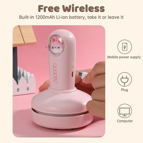 Mini Desktop Vacuum Cleaner Portable Cute Animal Shape USB Rechargeable Cordless Vacuum Cleaner 36 Degree Swivel for Cleaning Eraser Dust Computer Piano Keyboard (Pink) in Saudi Arabia