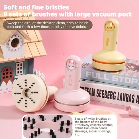 Mini Desktop Vacuum Cleaner Portable Cute Animal Shape USB Rechargeable Cordless Vacuum Cleaner 36 Degree Swivel for Cleaning Eraser Dust Computer Piano Keyboard (Pink) in Saudi Arabia
