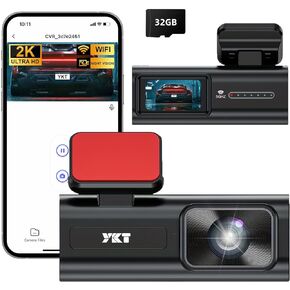 YKT 2K Car Dash Camera, Mini Dashcam Front Camera WiFi Dash Cam Front 1440P with 32GB Card, App Control, 24H Parking Monitor, Loop Recording, Night Vision, 170° WDR Support 128GB (H31)