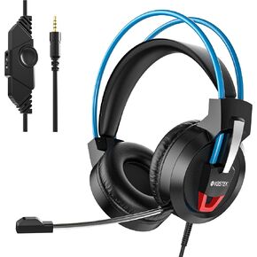 3.5mm Wired Headset for Laptop,PC,Ps4,Ps5,Xbox,Windows,MacOS,Over Ear Headphones with Surround Sound,Noise Cancelling Micphone,Black