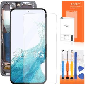 OLED for Samsung Galaxy S22 5G Screen Replacement for Samsung S22 5G LCD Display Touch SM-S901B SM-S901U LCD Digitizer Touch Screen Assembly with Frame(Support Fingerprint) (Black)