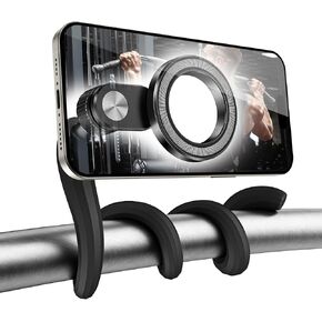 Flexible Gym Phone Holder for Peloton Treadmill Spin Bike - Gooseneck Magnetic Phone Mount for iPhone MagSafe Samsung, Wrap Around Phone Stand for Stroller/Desk/Shopping/Women Men Gym Gifts