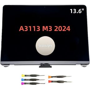 New LCD for MacBook Air Retina 2024 M3 A3113 EMC 8611 MRXP3 MRXR3 MRXU3 MRXN3 MRXQ3 MRXT3 MRXV3 13.6inch 2560x1664 Full LCD Screen Display Assembly Starlight