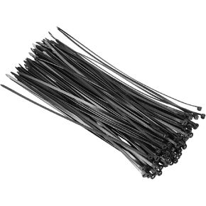MECCANIXITY 200Pcs Black Zip Ties 10 Inch, Cable Ties with Metal Tooth Stainless Steel Locking Device Nylon for Indoor Outdoor Garage