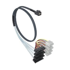 Ipolex Mini SAS HD SFF-8643 إلى 4XSFFF-8482 كابل المروحة ، SAS 12GB/S ، MOLEX POWER DUAL