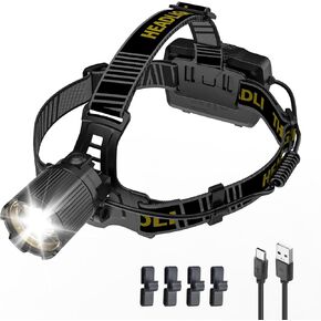 1,000,000 LM Rechargeable Headlamp, 90° Adjustable Head Lights for Forehead, Headlamps for Adults Rechargeable, IP68 Waterproof Head Lamp for Hunters for Outdoor Camping, Hunting, Running