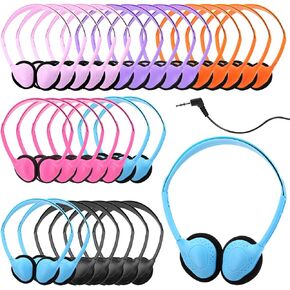 30 Pack Kids Headphones with Cord, Classroom Headphones Bulk, Bulk Headphones for Classroom, Compatible with 3.5mm Jack for Library Children Adults Office Gifts (Mixed Colors)
