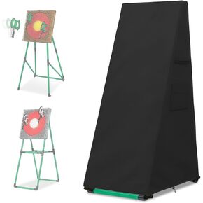 Roasivi Outdoor Axe Throwing Target Game Set Cover for Backyard Waterproof Steel Frame Axe Throw Target Protective Cover 25"L x 33"W x 58"H Black