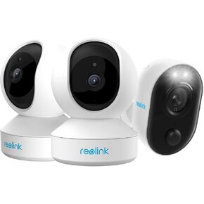 Reolink 3MP IndoorCam E1 Bundle with Spotlight OutdoorCam Lumus, 2-Way Talk, Compatible with Alexa, Cloud/Local SD Storage, Night Vision, WiFi Camera for Home Security System