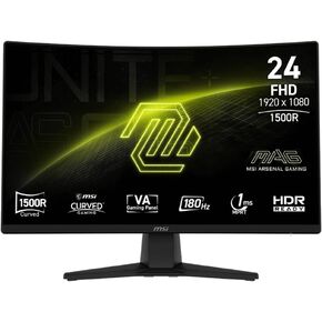 MSI MAG 242C 24-inch 1920 x 1080 (FHD) Gaming Monitor, 180Hz, Adaptive-Synch, HDMI, DisplayPort, VESA Mountable, Tilt, Height Adjustable, Speaker, 1ms, Black