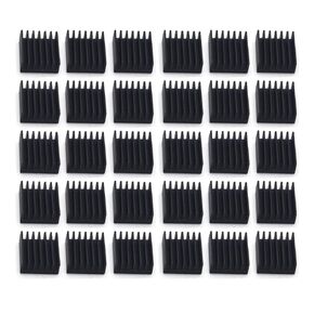 30-Pack Aluminum Heatsink Heat Sink Cooling Fin 14mm x 14mm x 6mm, Black