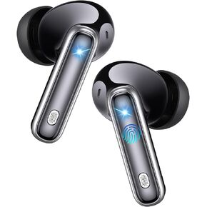 EUQQ Wireless Earbuds Bluetooth 5.4 Earphones in Ear with Dual Noise Cancelling Mic, Transparency Mode Ear Buds Deep Bass Stereo Sound, 36H Playtime LED Display Wireless Headphones IP7 Waterproof