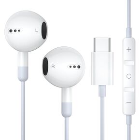 USB-C Headphones, iPhone 16 Wired Headphones Type C Earbuds Wired Earphones Built-in Microphone and Volume Control, HiFi Stereo for iPhone 16e/16 pro/16 promax/iPhone 15/15pro/15 promax/iPad/Android