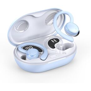 Wireless Earbuds, Bluetooth 5.4 Headphones Sport with ENC Noise Cancelling Mic, Light Blue