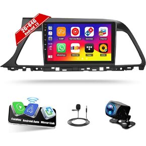 SIXWIN 2G+64G Android 13 Car Stereo for Hyundai Sonata 2015-2017 with Wireless Apple Carplay Android Auto 9 Inch Touch Screen Car Radio with GPS Navigation Bluetooth FM RDS WiFi HiFi Backup Camera MIC