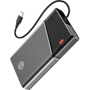 Portable Charger Power Bank 20000mAh - 22.5W PD Super Fast Charging with Detachable Cable , USB-C in&Out Travel Essential Battery Pack Compatible with iPhone 16/15/14/13 iPad MacBook Samsung Moto ect