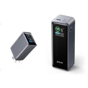 Anker Prime Charger (100W, 3 Ports, GaNPrime) with Anker Prime Power Bank (27,650mAh, 3 Ports, 250W, Smart App Compatible with MacBook, iPhone, Vision Pro, Samsung, Dell)