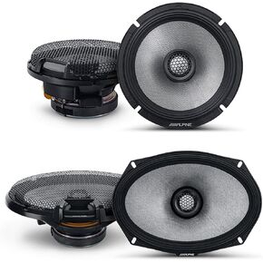 Alpine 6.5" & 6x9 R2 High-Resolution Speaker Bundle - A Pair of R2-S69 2-Way Coaxial Speakers & a Pair of R2-S65 6.5" Coaxial Speakers