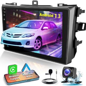 Android 13 Car Stereo for Toyota Corolla 2009-2013 with Wireless Carplay& Android Auto, 9 Inch Corolla Car Radio Support Buetooth5.2/Voice Control/5G WiFi/GPS/Backup Camera/SWC/FM IPS Screen,4+64GB
