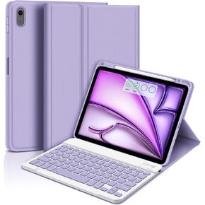 for iPad Air 6 11 inch 2025 M3/2024 M2 Keyboard Case,iPad Air 5th/4th 10.9 inch Gen 2022/2020-Detachable iPad Keyboard Case with Pencil Holder,Wireless Keyboard for iPad 10.9" & 11"-Purple