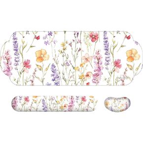 MOSISO Large Mouse Pad&Wrist Rest Support for Mouse&Keyboard,Ergonomic Home Office Memory Foam Pain Relief Easy Typing Wrist Pad,Non-Slip Base Creative Elliptical Edge Desk Mat,Watercolor Lavender