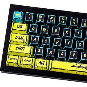 JOMKIZ PBT Keycaps - Japanese Manga Theme Keycaps Set, 131 Keys Cherry Profile Dye-Sub Custom Keycap, Cyberpunk 2077 Minimalist Style Key Caps for 60%, 65%, 75%, 100% Cherry MX Mechanical Keyboard