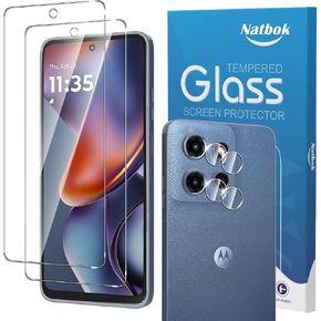 2+2 Pack for Moto G 2025 Screen Protector with Camera Lens Protector,Full Coverage 9H Tempered Glass Film,HD Clear Scratch Resistant,Bubble-Free for Moto G 5G 2025 Screen Protector