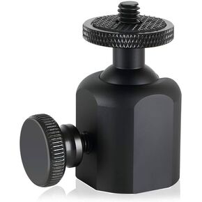 Mini Ball Heads Universal Tripod Ball Head Camera Screw Mount, 360 Degrees Rotatable Tilt with 1/4 inch Screew for Cameras Monopods Camcorder LED Light Stand, Loads to 10lbs, Black (2)