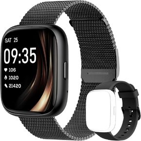 Smart Watch for Women Men, Alexa Built-in, Answer/Make Calls, 1.83" Fitness Tracker Watch with Heart Rate/Sleep Tracker, Pedometer, IP68 Waterproof Smartwatch Compatible Android iOS Metal