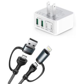 XUDUO USB C Wall Charger 4-Port+4 in 1 Charging Cable