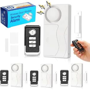 Wireless Door Alarm with Remote Door Window Alarm Sensors 105 Db Loud Door Open Door Security Alert Peel and Stick Pool Door Alert for Kids Alzheimers Safety Home, White