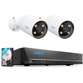 REOLINK CX810-4K PoE Security Camera Outdoor with F1.0 Aperture, 4K 8CH Network Video Recorder, 2× CX810 with 1x RLN8-410 (Built-in 2TB HDD) Video Recorder