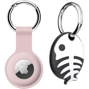 COLORCORAL 2Pack Air Tag Holder with Keychain Waterproof Silicone AirTag Case Compatible with Apple AirTag