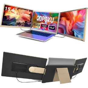Laptop Screen Extender, 15.6" FHD 1080P Triple Portable Monitor Ultra-Slim Laptop Monitor Extender for 13"-17.3" Laptop with Speakers, HDMI/USB-C Plug-Play Extended Screen for MacOS Windows Android