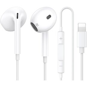 Headphones for iPhone Earbuds with Lightning Connector【MFi Certified】 HiFi Stereo Earphones with Mic & Volume Control Nosie Reduction, for iPhone 14/13/12/SE/11/XR/XS/X/7/7Plus/8/8Plus