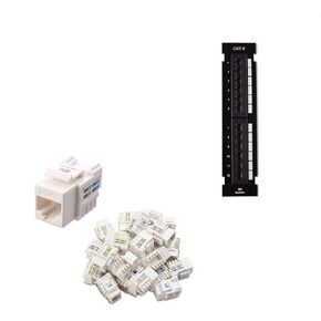 Cable Matters UL Listed 12-Port Cat6, Cat 6 Vertical Mini Patch Panel with 89D Bracket & 25-Pack Cat6 RJ45 Keystone Jack in White