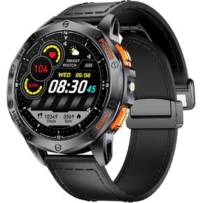 DREMAC 48mm Rugged Military Smart Watches for Men - GPS/Barometer/Altimeter/Compass, 1.43" Amoled Display, LED Flashlight,100+ Sports Modes Fitness Tracker, Compatible iOS Android, Black