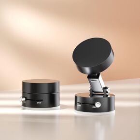 Mayten Vacuum Magnetic Phone Holder Stand - Foldable & Retractable Car Mount with Strong Suction, 360° Rotation, Compatible with iPhone/Android for Home/Gym/Travel/Live Streaming (Black)