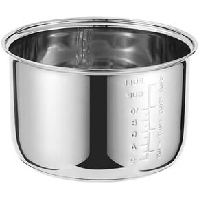 Stainless Steel Inner Pot 6-Qt Compatible with Instant Pot Inner Pot 6 QT, With a Silicone Cap and Two Seals, Polished Surface, Non-Stick Frying Pan for 6-Qt pressure cooker. -3 Years Warranty