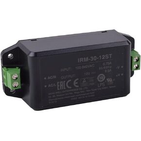 IRM-30-12ST 12V 2.5A 30W High Efficiency Power Supply for Telecom, Office & Industrial Devices, Black, YS-IRM-30-12ST
