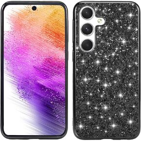 Phone Case for Samsung S24 FE Case Glitter Sparkle Pink, Glamorous Bling Shiny Cover Samsung Galaxy S24 FE Case Silicone Anti-Fingerprint Slim (Blue)