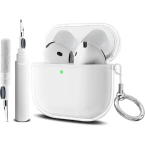 غطاء واضح لـ AirPods 4 Case ، Soft TPU مقاومة للصدمة ، غطاء الحماية الكامل المتوافق مع AirPods 4th Generation 2024