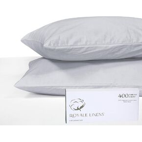 Royale Linens 400 Thread Count 100% American Grown Cotton Standard Pillowcase Set - Luxury Sateen Standard Pillow case - 20"x26" Inch - Soft & Smooth Set of 2 Navy Pillowcases - (Std, Rivera Navy)