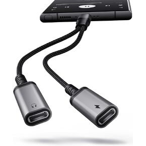 Dual USB-C Charger Audio Adapter - HiFi and PD 60W Fast Charging Splitter for Apple iPhone 16 15 Samsung Galaxy S24 S23 S22 S21 Plus Pro Max Ultra Pixel