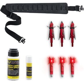 TenPoint Ready-to-Hunt Accessory Package - Includes Three Alpha-Blaze HPX Lighted Nocks, Three Nemesis Broadheads, Premium Grip Sling, String Wax & Conditioner + Premium Lubricant