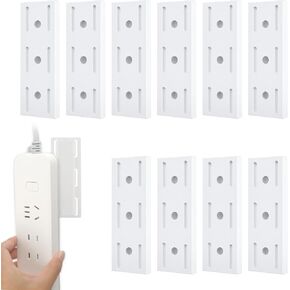 10Pcs Adhesive Punch-Free Socket Holder Power Stirp Holders Self-Adhesive Power Strip Holder Wall Mount Protector Fixator Space-Saving and Easy to Install