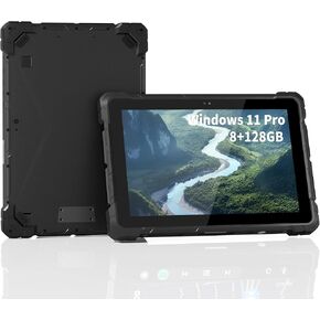 Rugged Tablet with 10.1 Inch Touchscreen, Celeron N4120 8GB RAM 128GB ROM Win 11 Pro Tablet PC, IP67 Waterproof 16000 mAh Large Battery Work with 4G LTE/GPS/WiFi 5.0/BT4.2/FHD for Field Workers