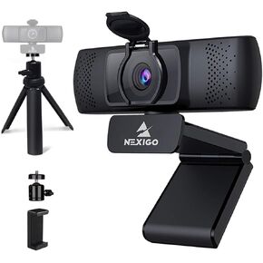 NexiGo 1080P Webcam Kits, N930P 1080P Streaming Business Webcam with Software, Microphone & Privacy Cover, AutoFocus, Lightweight Mini Tripod, for Zoom/Skype/FaceTime